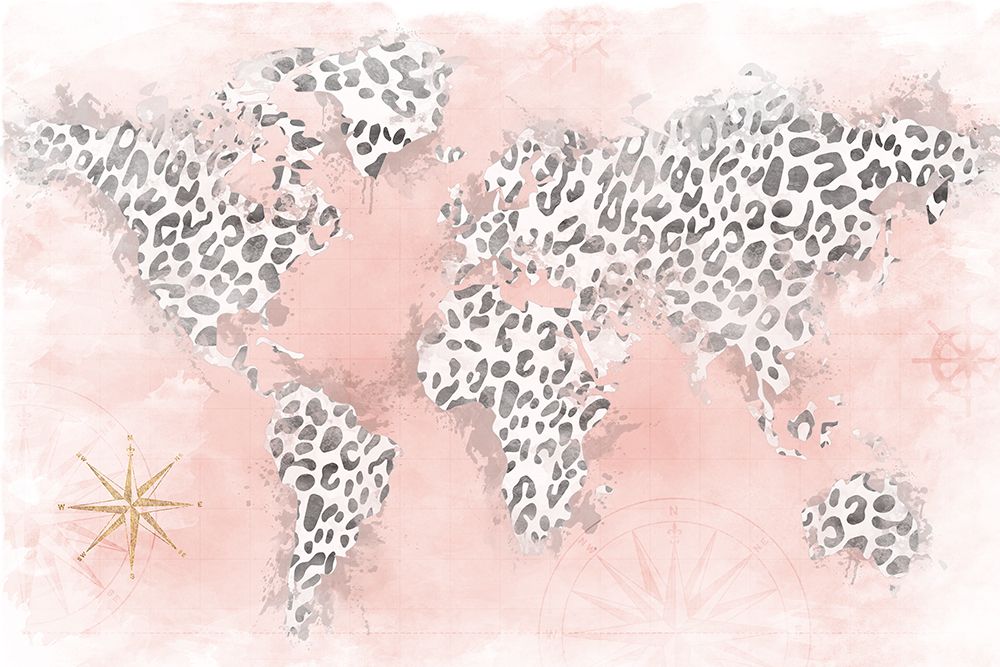 Pink Cheetah Map art print by Natalie Carpentieri for $57.95 CAD
