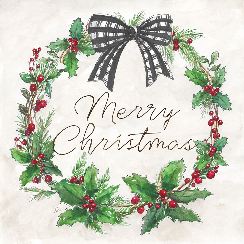 Berry Christmas Wreath art print by Nan for $57.95 CAD