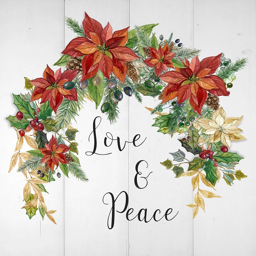 Holiday Poinsettia Love And Peace art print by Livi Finn for $57.95 CAD