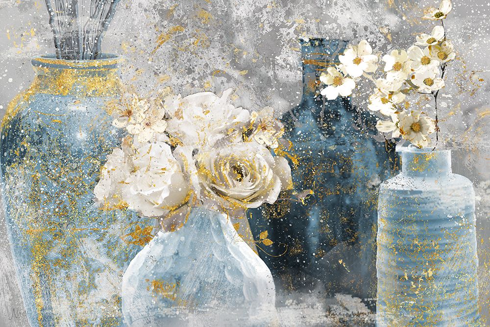 Vessels and Blooms Blues art print by Nan for $57.95 CAD