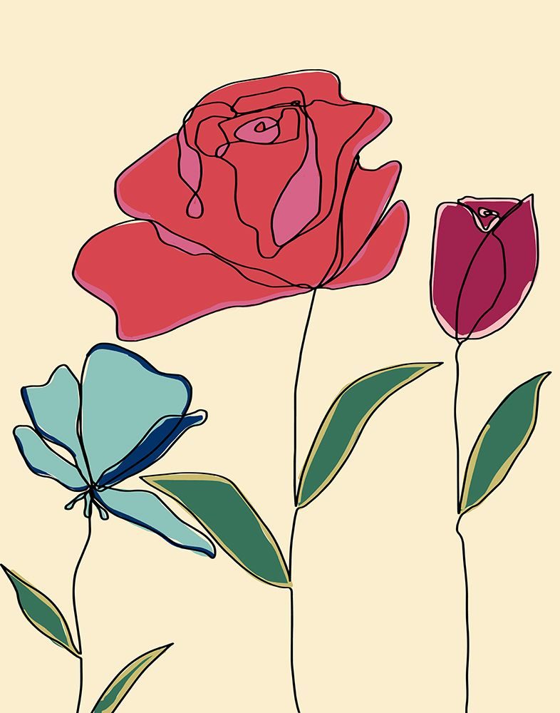Colored Floral I art print by Daniela Santiago for $57.95 CAD