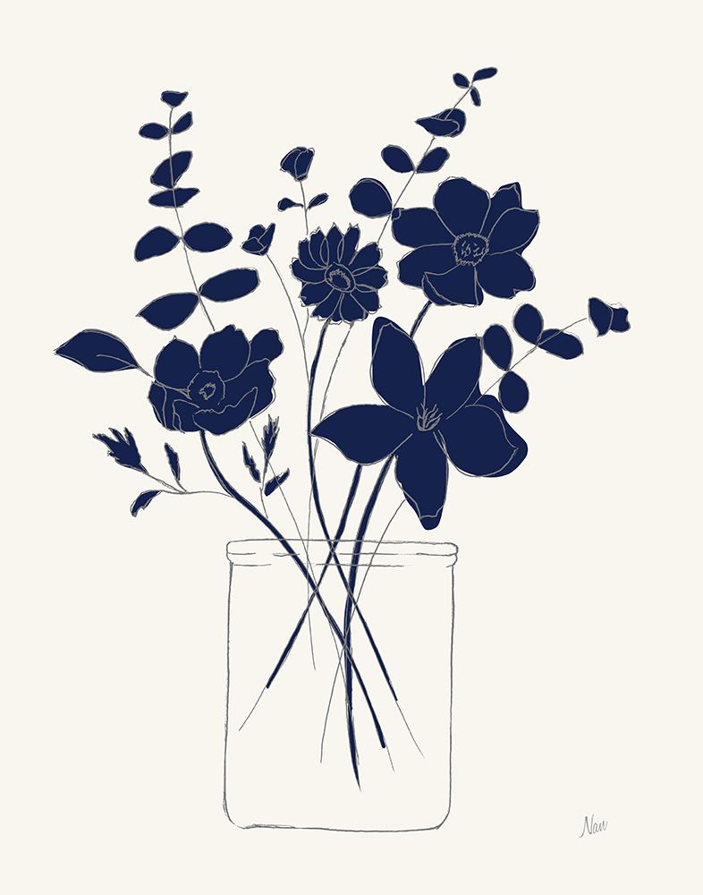 Indigo Sketch Bouquet I art print by Nan for $57.95 CAD