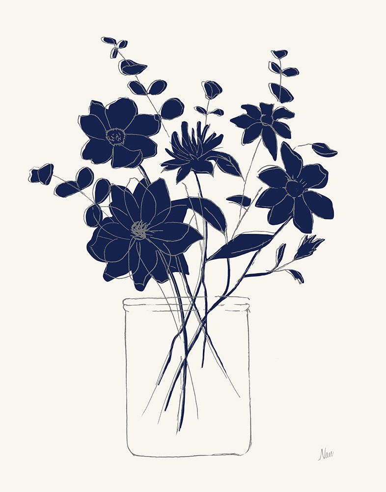 Indigo Sketch Bouquet II art print by Nan for $57.95 CAD