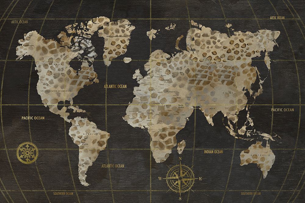 Safari World Map art print by Nan for $57.95 CAD