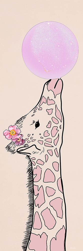 Bubblegum Giraffe I art print by Daniela Santiago for $57.95 CAD