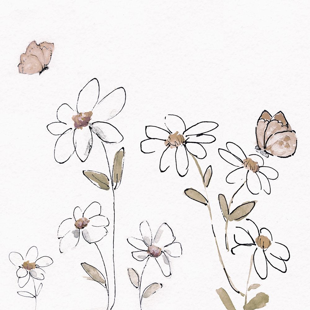 Daisy Butterflies I art print by Sally Swatland for $57.95 CAD