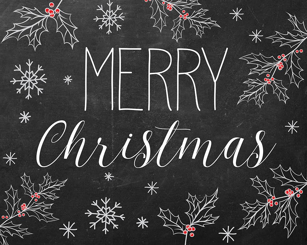 Merry Christmas Chalkboard art print by Daniela Santiago for $57.95 CAD