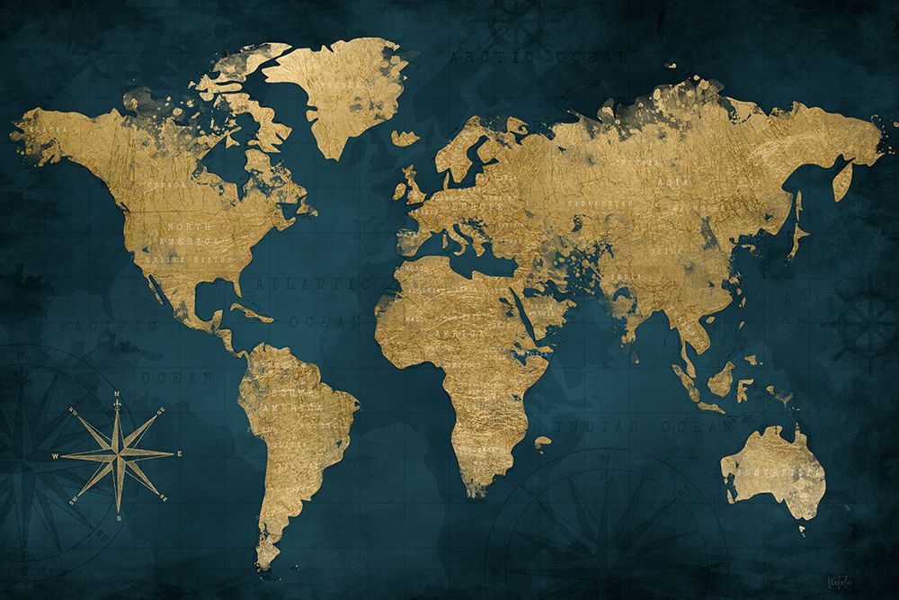Navy Gold Map art print by Natalie Carpentieri for $57.95 CAD