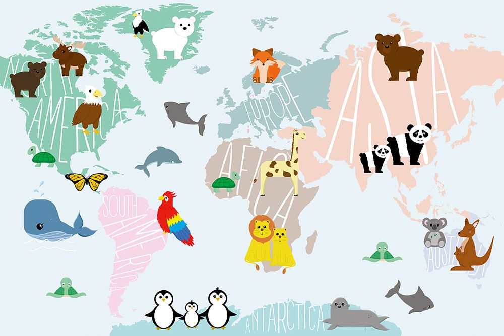Animal Map art print by Daniela Santiago for $57.95 CAD