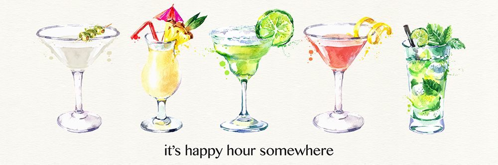 Happy Hour Cocktails art print by Susan Jill for $57.95 CAD