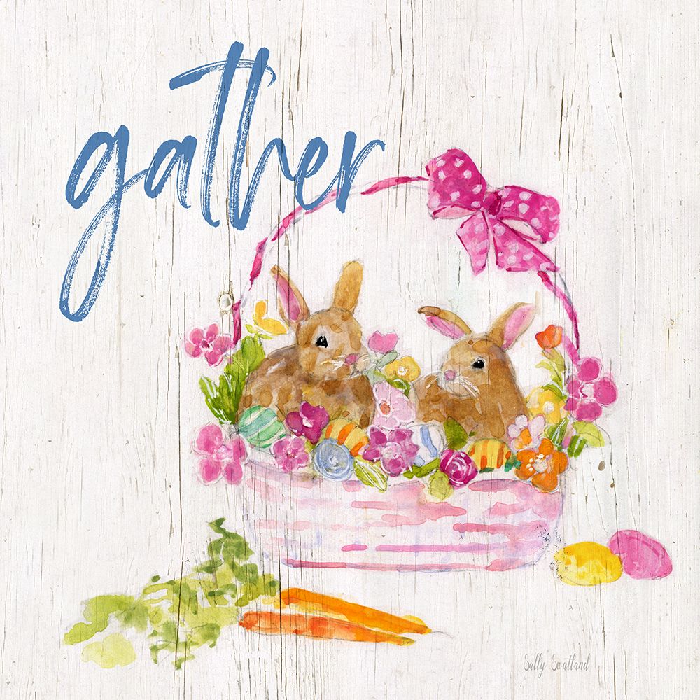 Gather Bunny Basket art print by Sally Swatland for $57.95 CAD