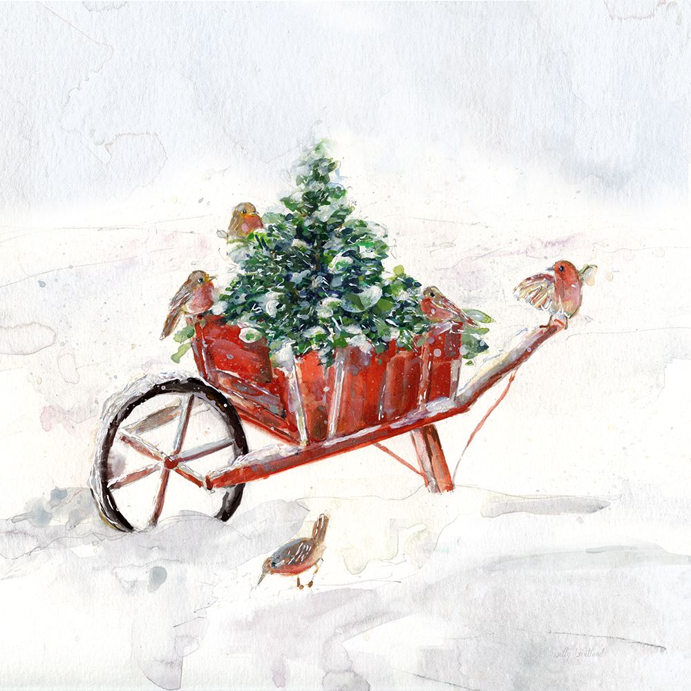 Winter Garden Wheelbarrow art print by Sally Swatland for $57.95 CAD