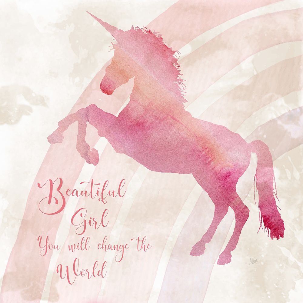 Beautiful Girl Unicorn art print by Nan for $57.95 CAD