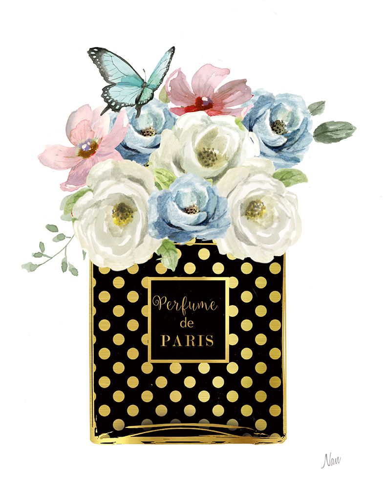 Polka Dot Floral Perfume art print by Nan for $57.95 CAD