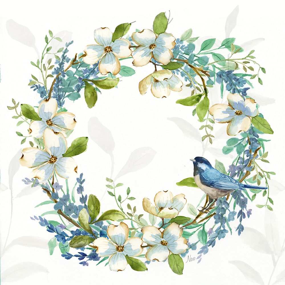Dogwood Wreath art print by Nan for $57.95 CAD