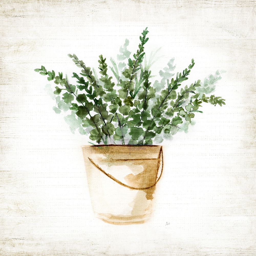 Bucket of Greenery I art print by Nan for $57.95 CAD
