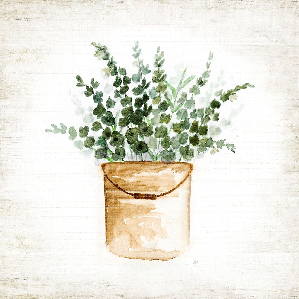 Bucket of Greenery II art print by Nan for $57.95 CAD