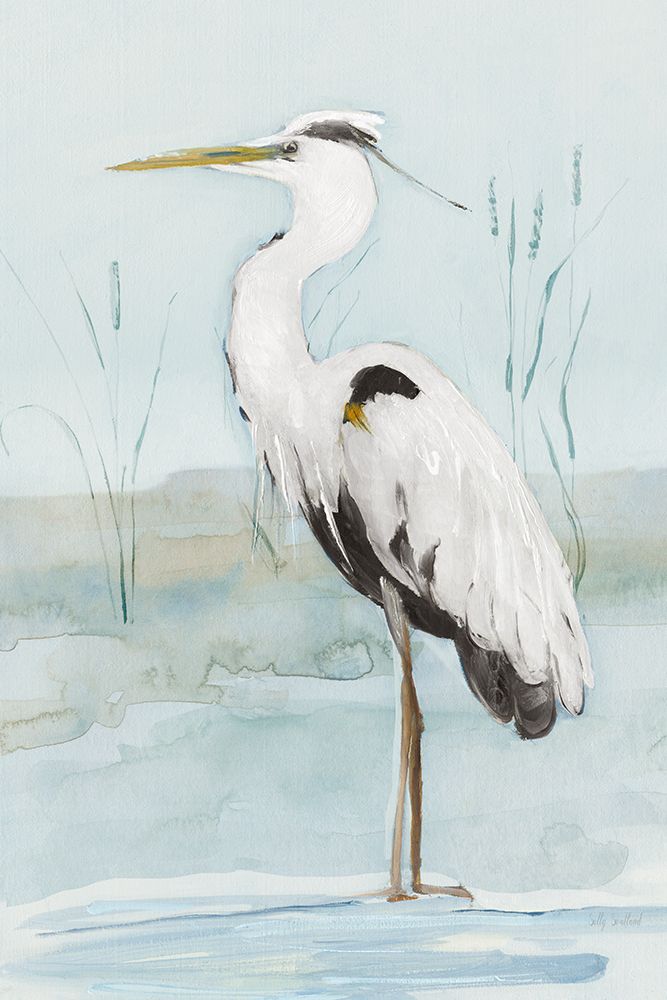 Heron on Blue II art print by Sally Swatland for $57.95 CAD