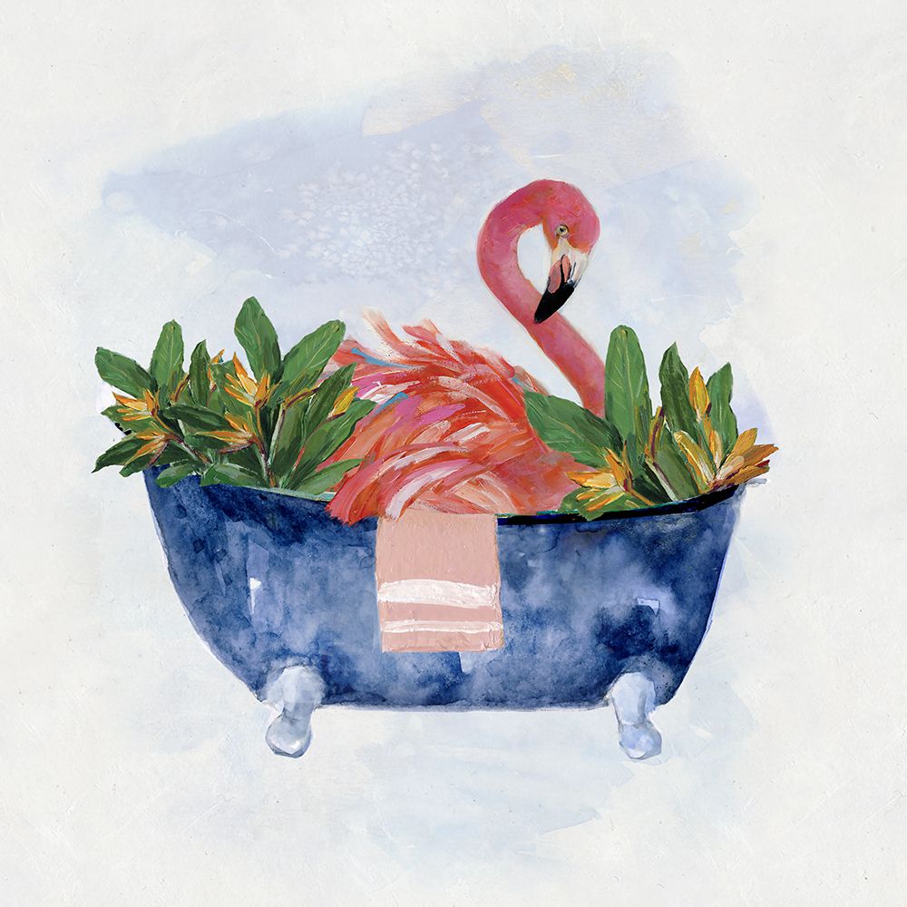 Tropical Bath Flamingo I art print by Sally Swatland for $57.95 CAD