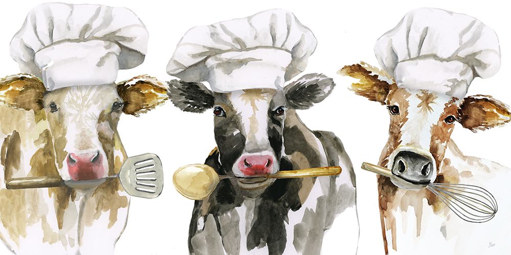 Chef Cow Trio art print by Nan for $57.95 CAD
