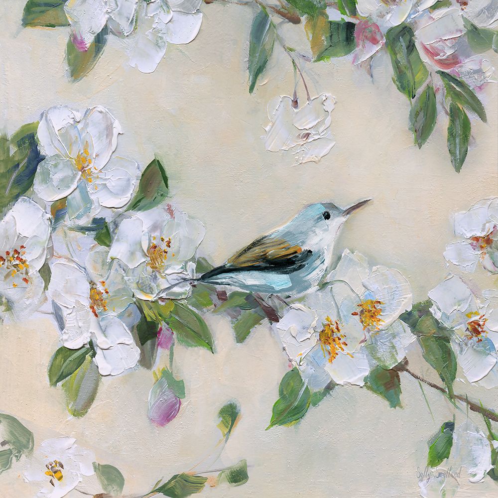 Blushing Birds and Blooms I art print by Sally Swatland for $57.95 CAD