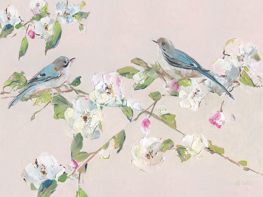 Bluebirds And Blossoms I art print by Sally Swatland for $57.95 CAD