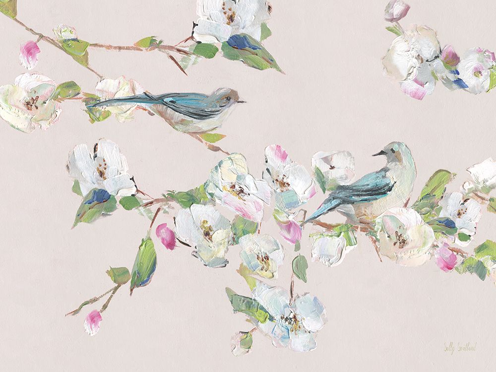 Bluebirds And Blossoms II art print by Sally Swatland for $57.95 CAD