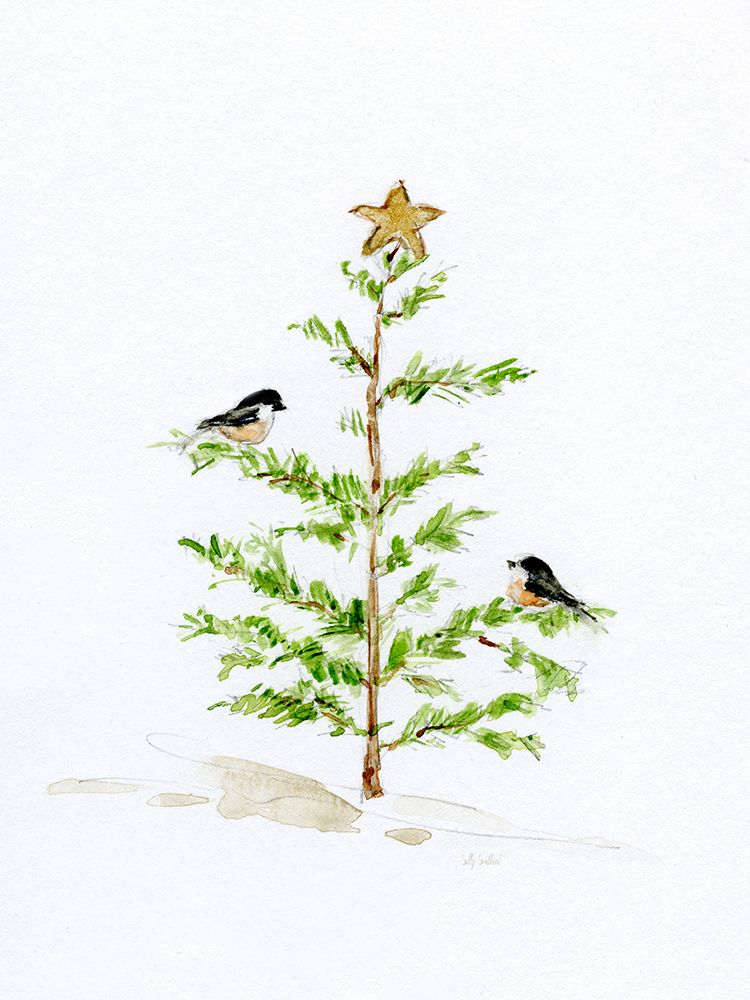 Christmas Chickadees I art print by Sally Swatland for $57.95 CAD