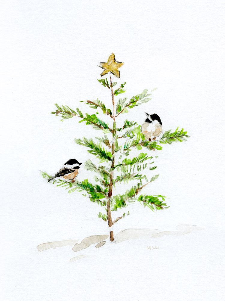 Christmas Chickadees II art print by Sally Swatland for $57.95 CAD
