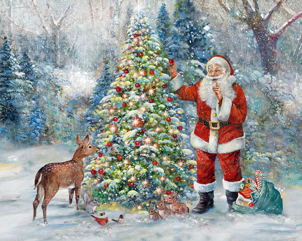 Santa Trimming Tree art print by Ruane Manning for $57.95 CAD