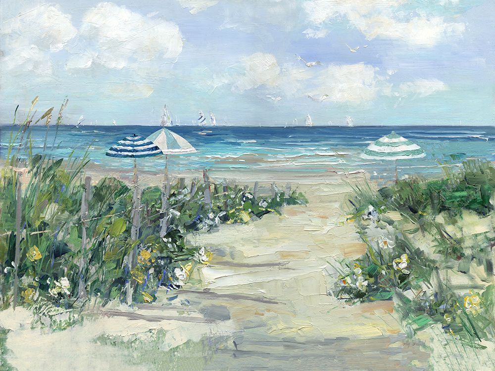 Three Beach Umbrellas art print by Sally Swatland for $57.95 CAD
