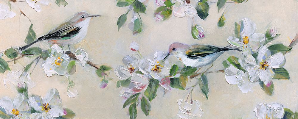 Songbirds And Blushing Blooms II art print by Sally Swatland for $57.95 CAD