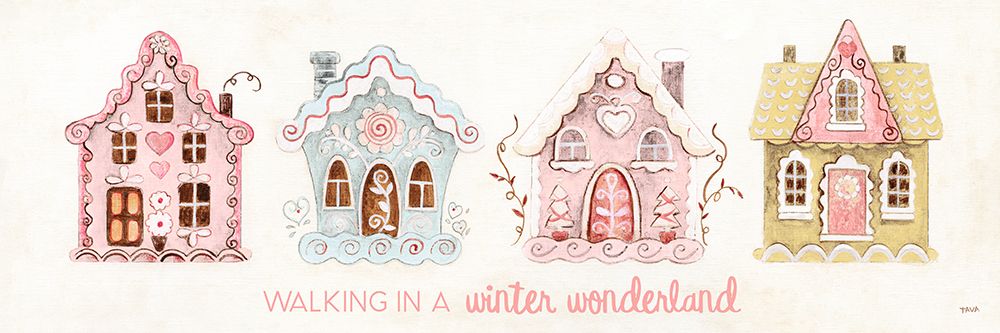 Pastel Gingerbread Houses art print by Janet Tava for $57.95 CAD