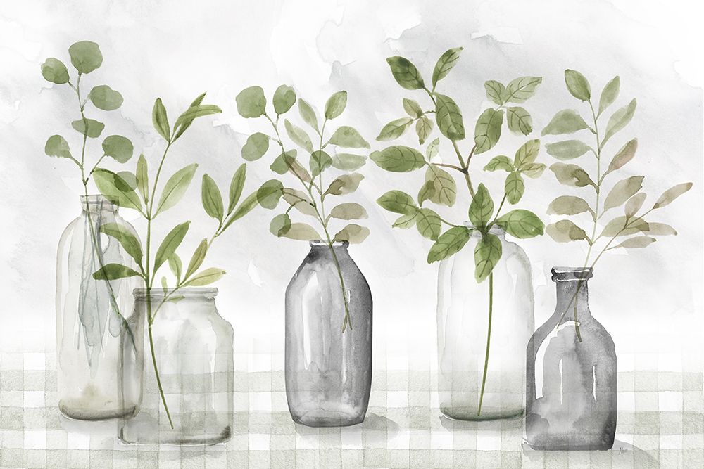 Gingham And Foliage art print by Nan for $57.95 CAD