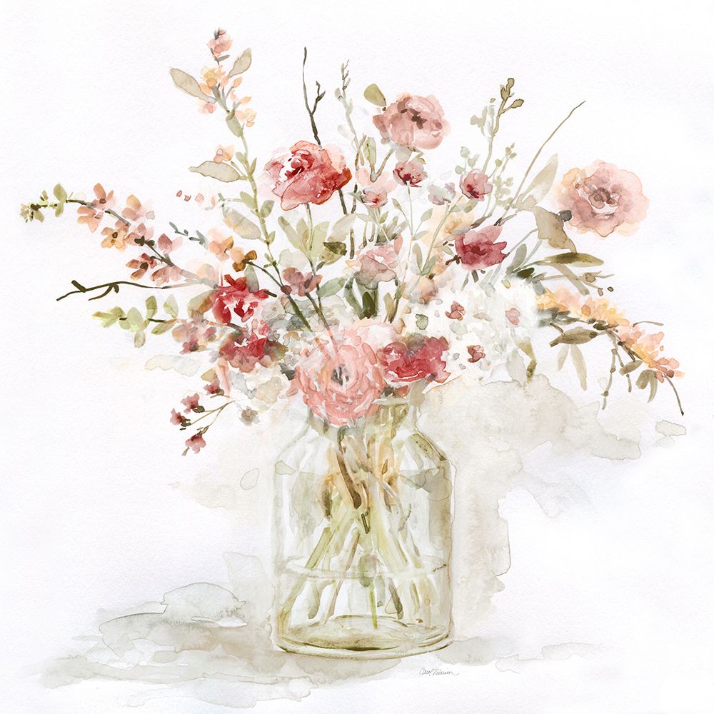 Vibrant Red and Blush Blooms I art print by Carol Robinson for $57.95 CAD