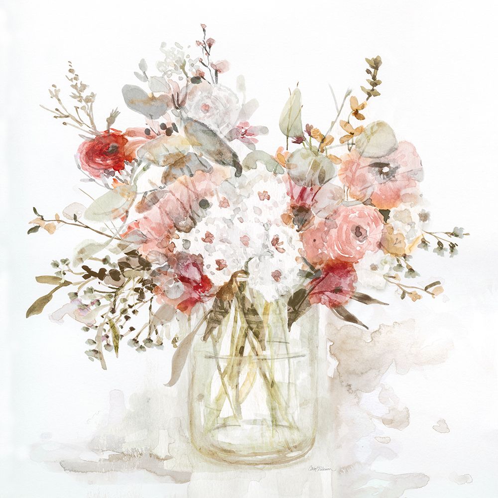 Vibrant Red and Blush Blooms II art print by Carol Robinson for $57.95 CAD