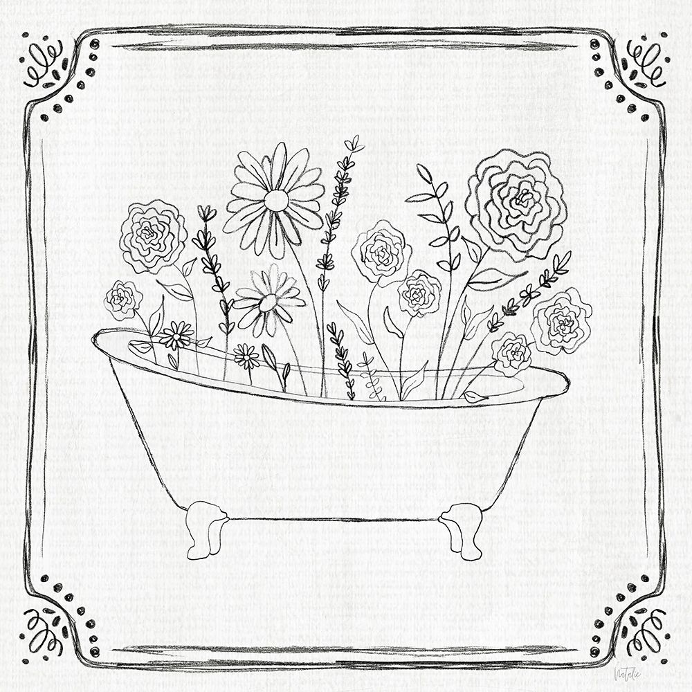 Floral Bath Sketch art print by Natalie Carpentieri for $57.95 CAD