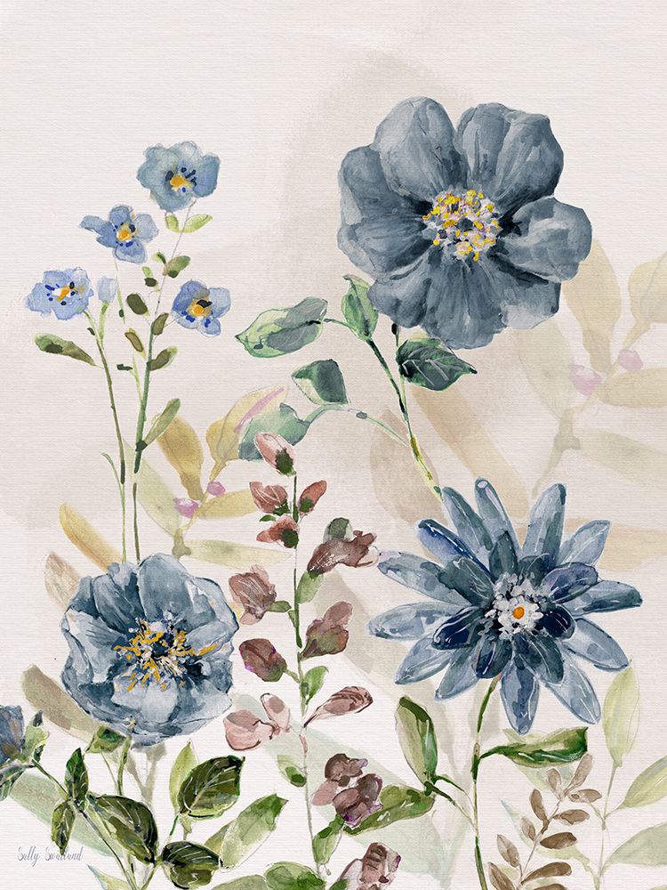 Blushing Blue Garden I art print by Sally Swatland for $57.95 CAD