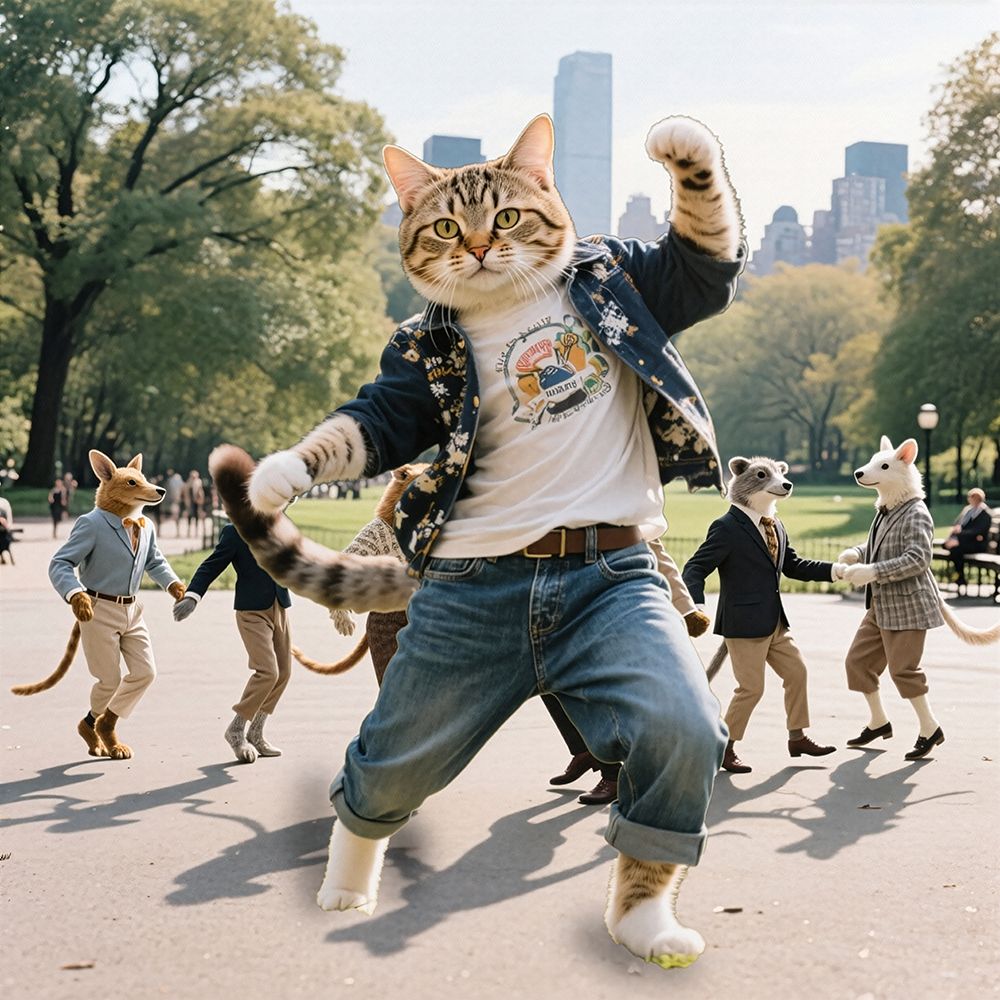 Cat Dancing Central Park art print by CAD Design for $57.95 CAD