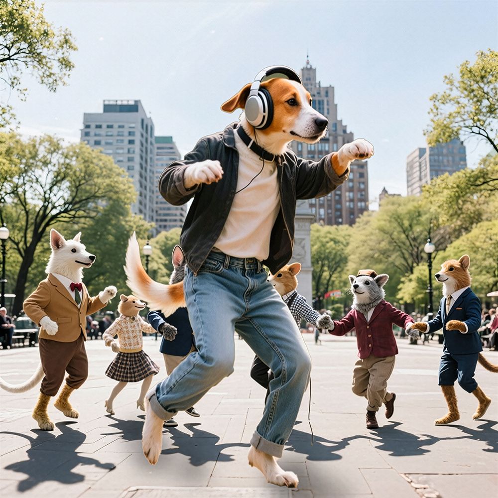 Dog Dancing Washington Square Park art print by CAD Design for $57.95 CAD