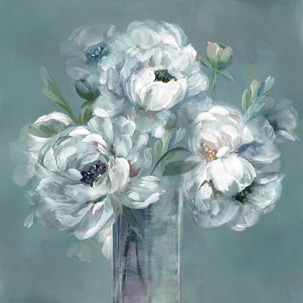 Soft Teal Bouquet art print by Nan for $57.95 CAD