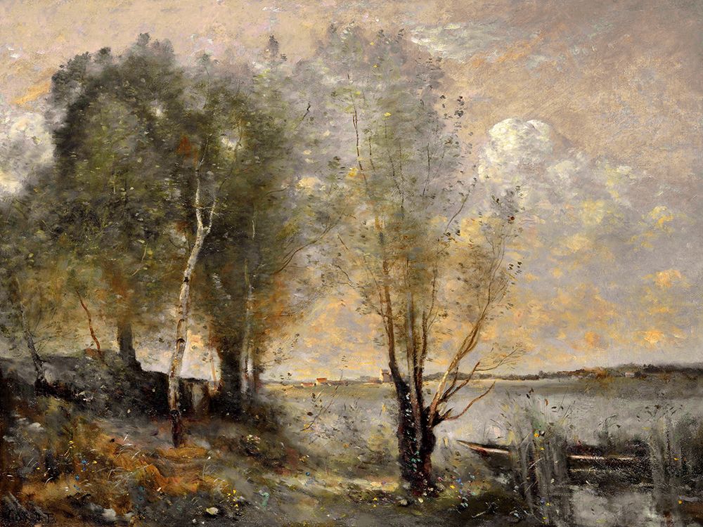 Moody Amongst The Reeds art print by Jean-Baptiste-Camille Corot for $57.95 CAD