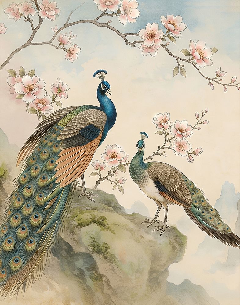 Majestic Peacocks I art print by CAD Designs for $57.95 CAD