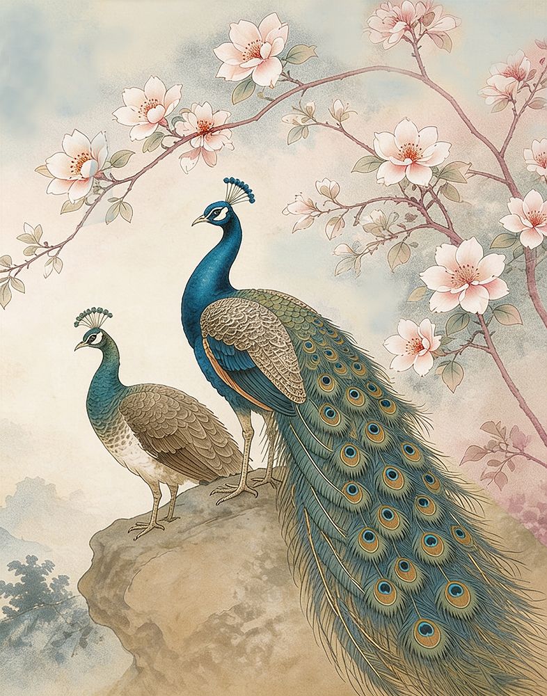 Majestic Peacocks II art print by CAD Designs for $57.95 CAD