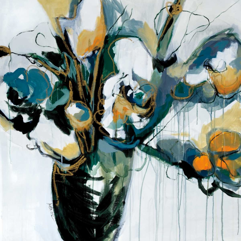 Blooms in Shamrock Grey art print by Angela Maritz for $57.95 CAD