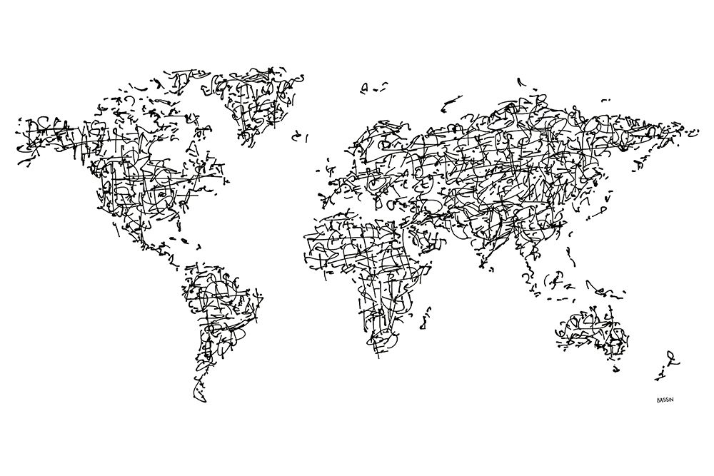 Hànzì Kanji World Map art print by Charlotte Bassin for $57.95 CAD
