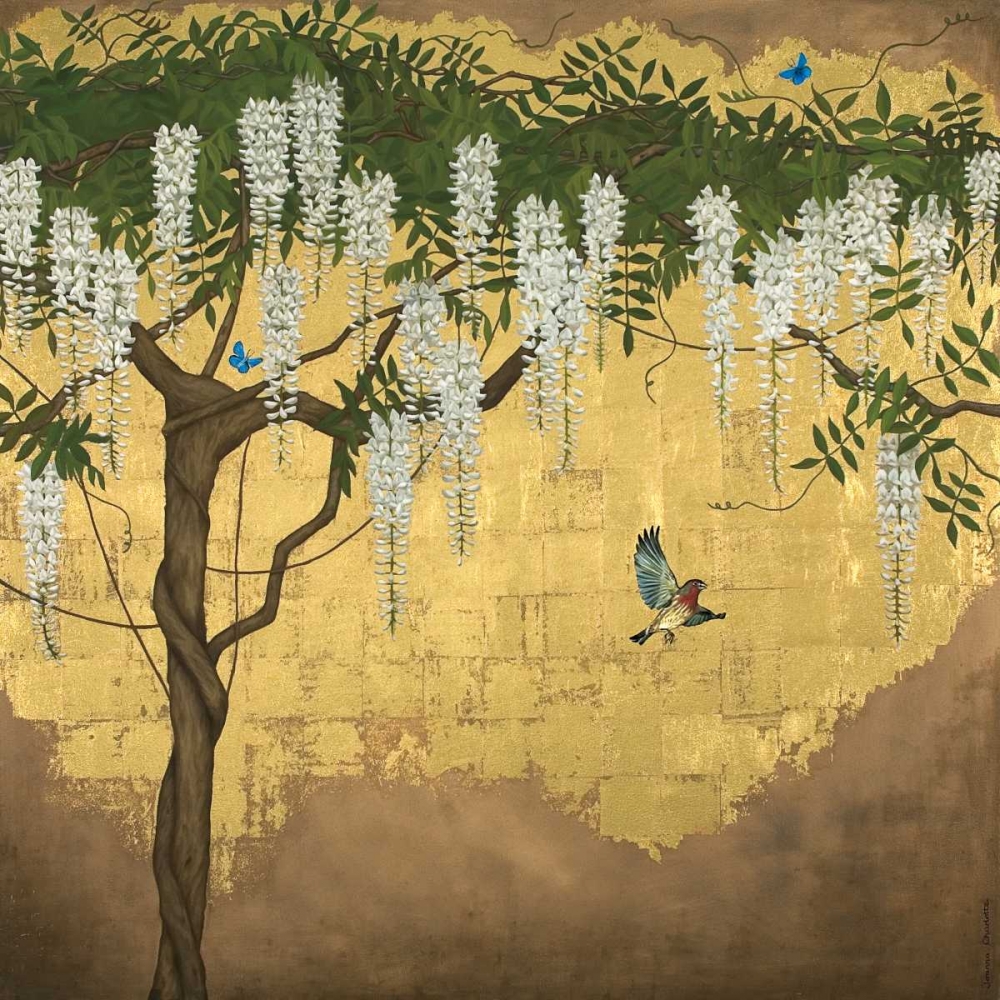 Wisteria with House Finch art print by Joanna Charlotte for $57.95 CAD