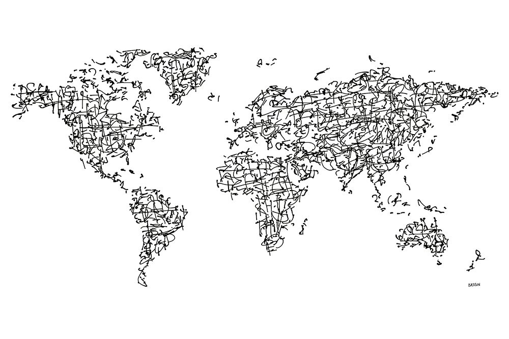 Hànzì Kanji World Map art print by Charlotte Bassin for $57.95 CAD