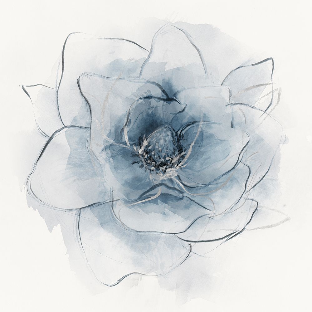 Blue Line Floral I art print by Aria K for $57.95 CAD