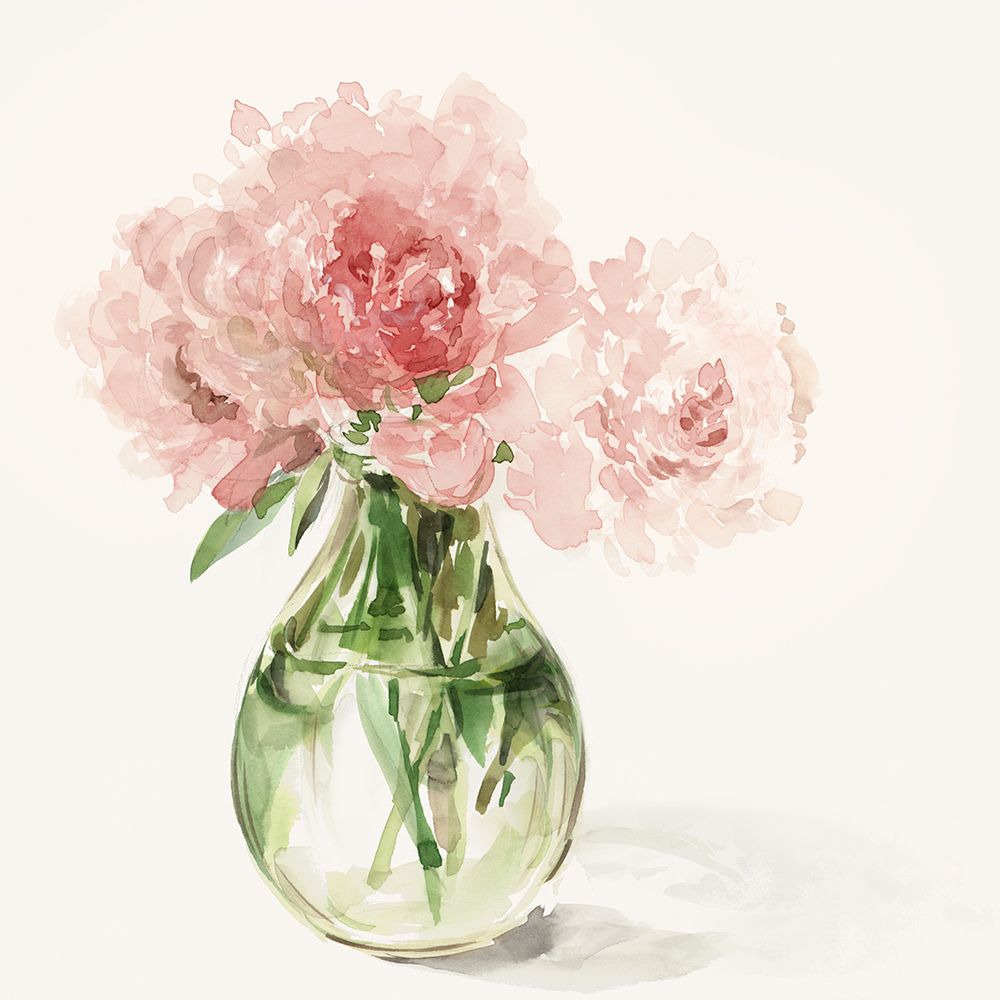 Soft Peonies in Glass Vase art print by Aria K for $57.95 CAD